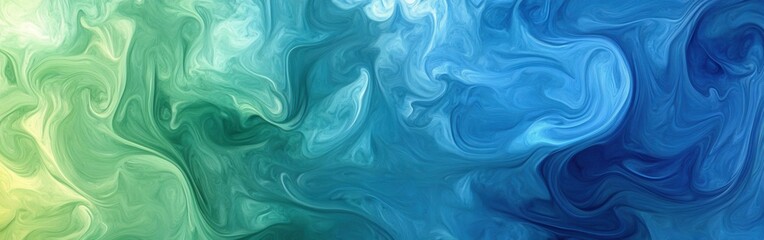 Poster - Swirling blue abstract watercolor textures create a serene and dynamic visual experience with fluid shapes and soft gradients