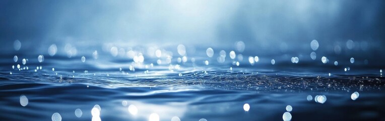 Leinwandbilder - Elegant abstract wallpaper featuring tiny water sparkles in a tranquil blue environment
