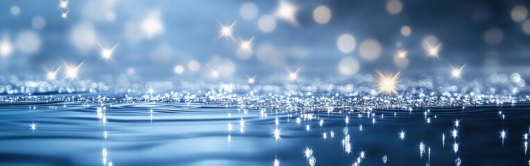 Aufkleber - Glistening water sparkles create an abstract wallpaper design with a mesmerizing blue backdrop