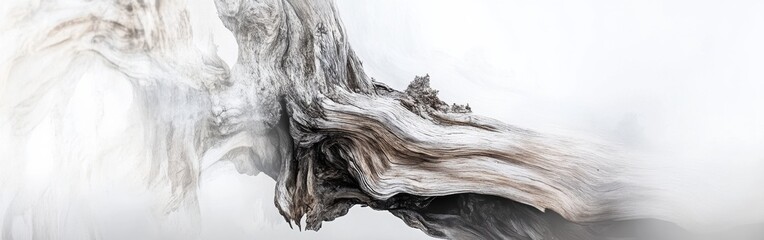 Poster - Stunning abstract view of weathered driftwood showcasing intricate textures and natural artistry at the edge of the shoreline