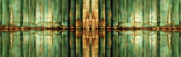 Aufkleber - Unique abstract composition of bamboo stalks reflecting in serene water