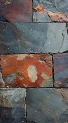 Poster - Richly textured slate tiles featuring earthy tones create a warm and inviting surface perfect for rustic decor