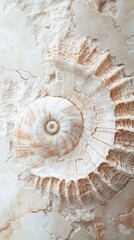 Poster - Close-up view of a beautifully textured seashell showcasing intricate patterns and details from the ocean