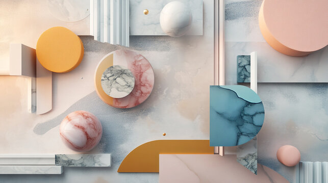 luxury abstract background of various 3d geometric elements, acrylic and 3d colorful background, various art style abstract geometric background with 3d various geometric patterns.