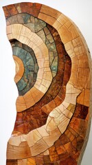 Poster - Cross-section of a tree displaying intricate growth rings and textures in natural wood colors