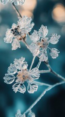 Poster - Delicate ice flowers glisten on glass in winter light capturing natural beauty