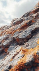 Poster - Detailed macrophotograph capturing the texture and colors of a rocky mountain surface illuminated by natural light