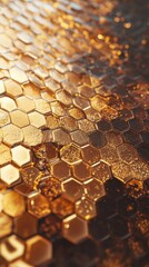 Aufkleber - Detailed macro shot of honeycomb revealing the intricate patterns and golden hues of beeswax