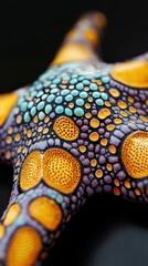 Poster - Macro shot of a vibrant starfish highlighting its intricate patterns and vivid colors in a natural habitat setting