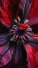 Poster - Macro shot of a vibrant flower center showcasing intricate details and rich colors