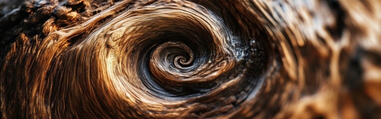 Poster - Swirling natural patterns of a tree knot captured in intimate macro detail in a forested environment