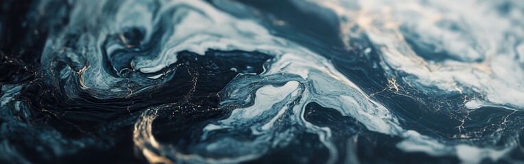 Poster - Close-up view of intricate marble surface showcasing unique patterns and textures in dark shades