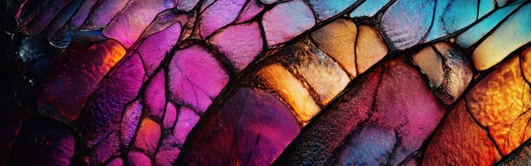 Aufkleber - Colorful macro view of a butterfly wing showcasing intricate patterns and vibrant hues in natural light