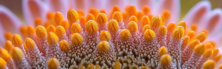 Poster - Stunning macro capture of a blooming flower revealing details of pollen and texture in vibrant colors