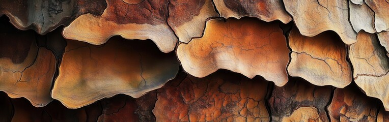 Poster - Captivating close-up of bark patterns showcasing natural textures and colors in a forest setting