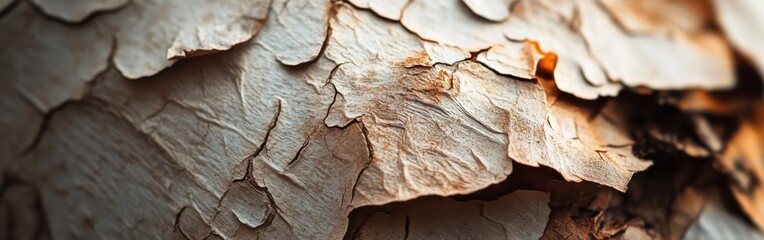 Poster - Close-up view of peeling birch bark showcasing texture and natural patterns found in a forest ecosystem