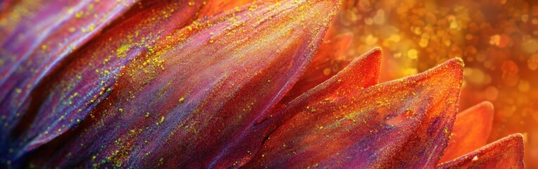 Poster - Detailed close-up view of vibrant sunflower petals adorned with golden pollen highlighting natural beauty