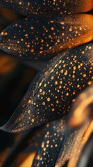 Poster - Close-up view of sunflower petals covered in vibrant pollen during golden hour light