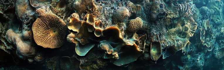 Aufkleber - Detailed underwater coral texture showcasing vibrant marine life and ecosystems in an ocean environment