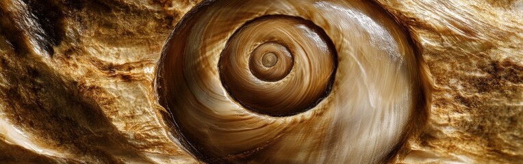 Aufkleber - Close-up of a beautifully textured snail shell showcasing natural patterns and colors in intricate detail