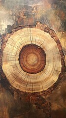Poster - Detailed view of a split log showing growth rings and natural textures through the lens of nature's artistry