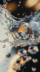 Aufkleber - Close-up view of water droplets with bubbles, capturing the beauty of liquid movement and light reflections