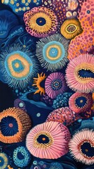 Poster - Close-up view of colorful coral polyps revealing their intricate structures and vibrant colors in a stunning underwater environment