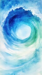 Poster - Swirling blue abstract watercolor textures evoke ocean waves and serene movement