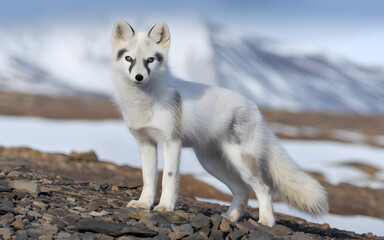 Wall Mural - polar fox in his natural arctic habitat