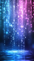 Poster - Water droplets cascading in vibrant hues creating an abstract wallpaper effect