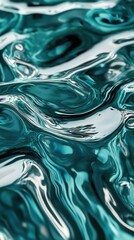 Poster - Swirling water currents create an abstract pattern of movement and light in mesmerizing shades of teal and silver