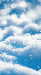 Fototapete - Soft white textures of fresh snow create a serene winter atmosphere under soft sunlight and glimmering snowflakes