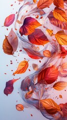 Aufkleber - Swirling autumn leaves create a vibrant display of color and motion in a seasonal dance