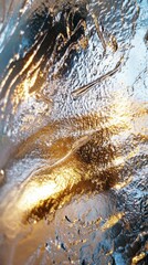 Poster - Sunlight reflecting on ocean waves creates a mesmerizing abstract pattern at dawn on a calm shoreline