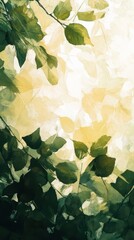 Poster - Light filtering through green leaves in an abstract representation showcasing nature's beauty