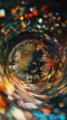 Aufkleber - Swirling patterns of oil and water create captivating abstract art in vibrant colors and dynamic movements