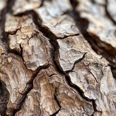 Poster - Close up view of rough tree bark showcasing intricate textures and natural patterns found in forest environments
