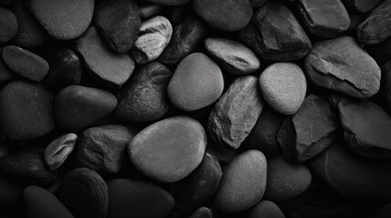 Aufkleber - Textured composition of smooth pebbles enhances natural beauty in monochrome setting