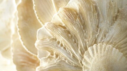 Poster - Close-up view of a textured seashell showcasing intricate patterns and natural beauty found on coastal shores