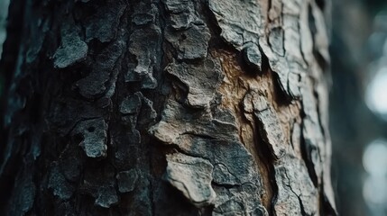 Poster - Textured close-up of ancient tree bark revealing intricate patterns and natural beauty