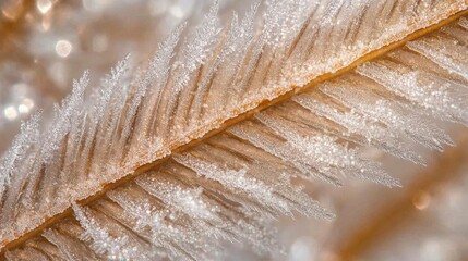 Fototapete - Frosted grass blades glistening in the morning light during winter
