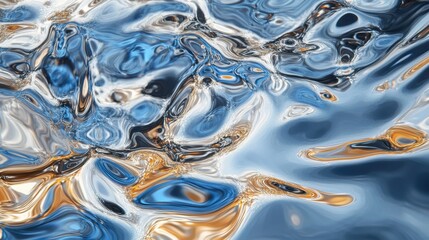 Poster - Macro shot of flowing water showcasing tiny bubbles in bright natural light
