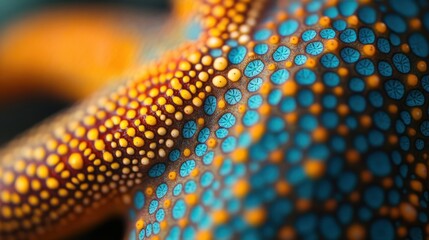 Poster - Macro shot of a vibrant starfish revealing intricate patterns and colors along the coast at midday