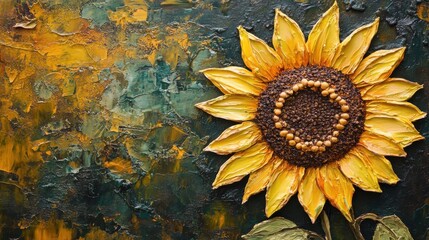 Poster - Macro shot captures intricate textures of sunflower petals against a rich background of colors
