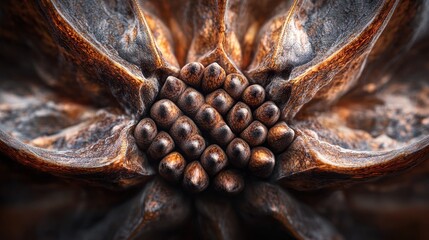 Poster - Macro view of a seed pod showcasing intricate details and textures in natural lighting