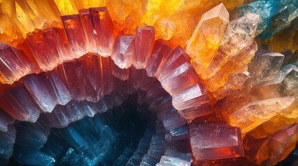 Poster - Macro view of a vibrant crystal geode revealing intricate colors and formations