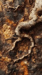 Poster - Intricate tree roots intertwining in a rough texture revealing nature’s complexity