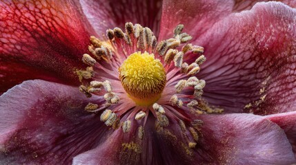 Poster - Extreme macro shot reveals intricate details of a blooming flower with vibrant colors and delicate textures