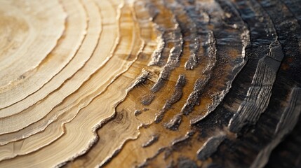 Aufkleber - Close-up view of wood growth rings showcasing intricate patterns of nature over time