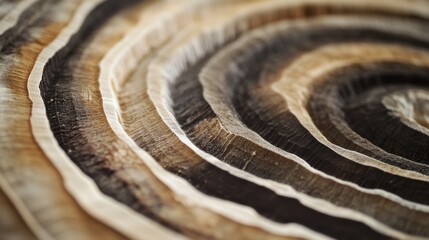 Poster - Close-up view of wood growth rings showcasing natural patterns and textures in a cross-sectional slice of timber